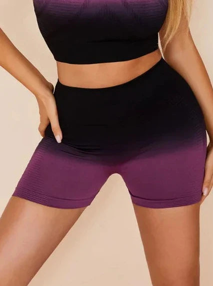 Gradient Color Spandex Gym Booty Shorts