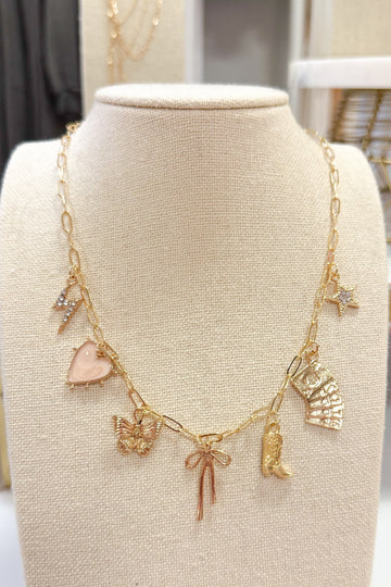 Bow, Boots & Cards Charm Necklace