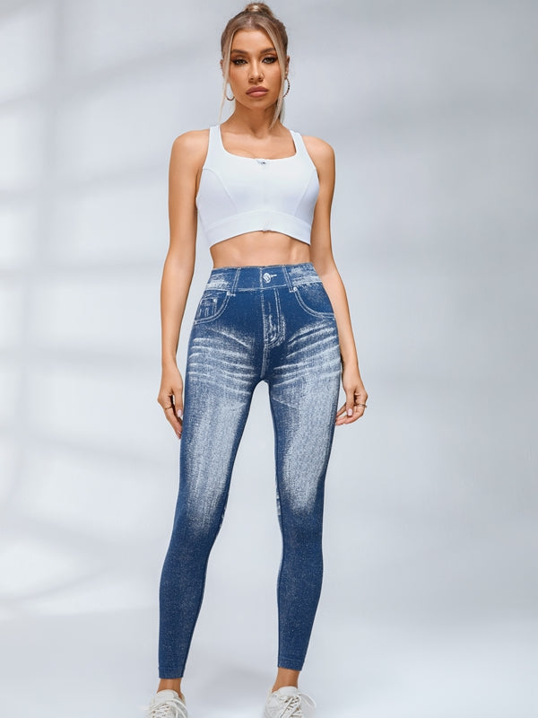 Deep V Back Denim Scrunch Bum Zipper High-support Tracksuit