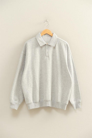 Heather Grey Collar Neck Oversized Pullover