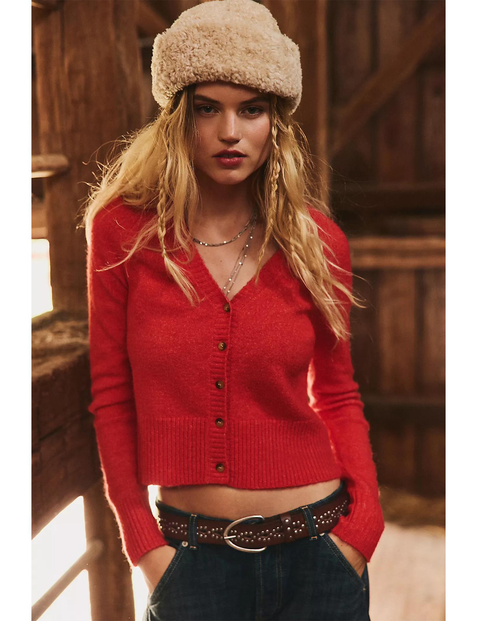 School Girl Cardi, Cherry Pop Melange