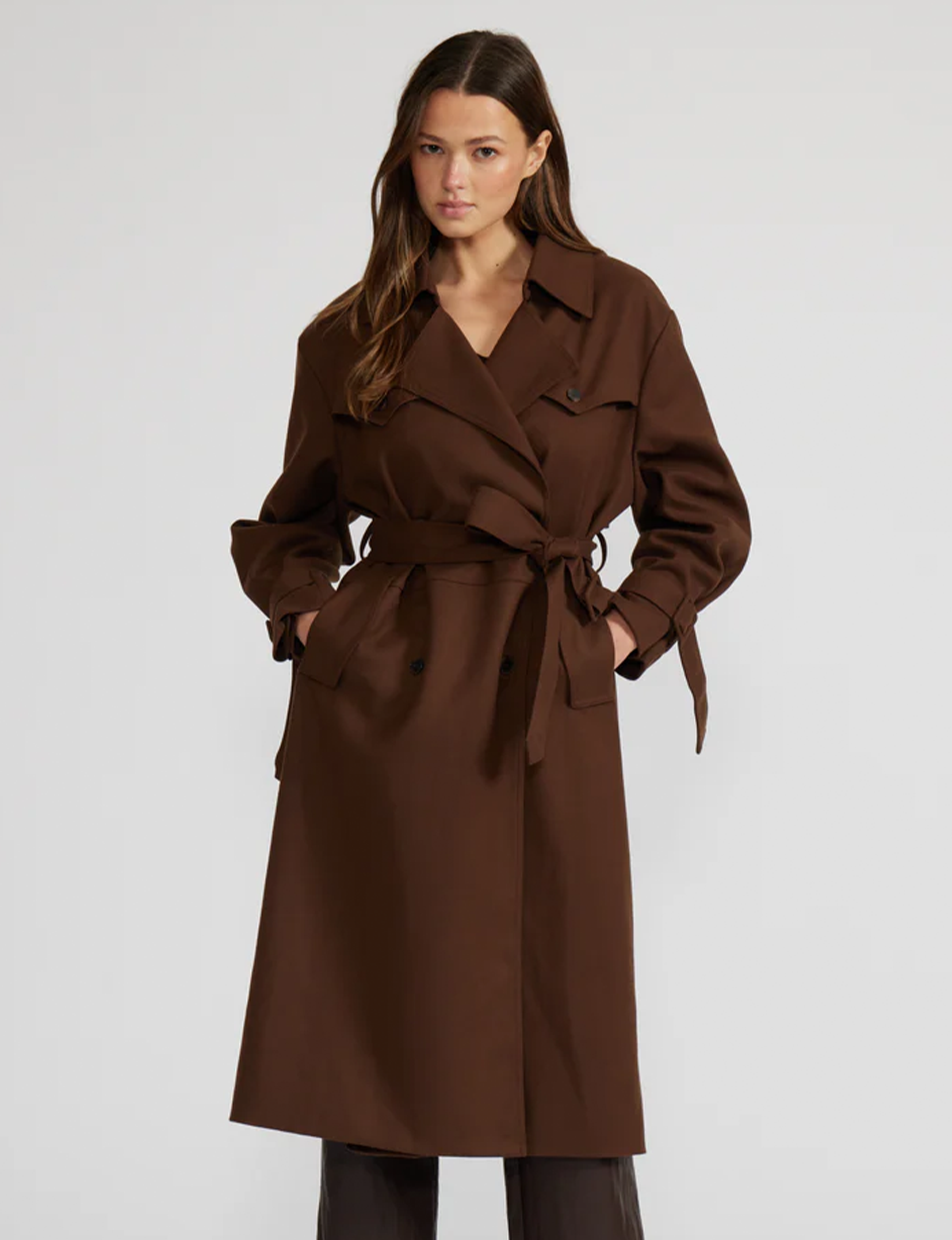 Allen Trench Coat, Brown