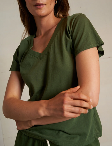 Hendrix V Neck Tee, Fern Green