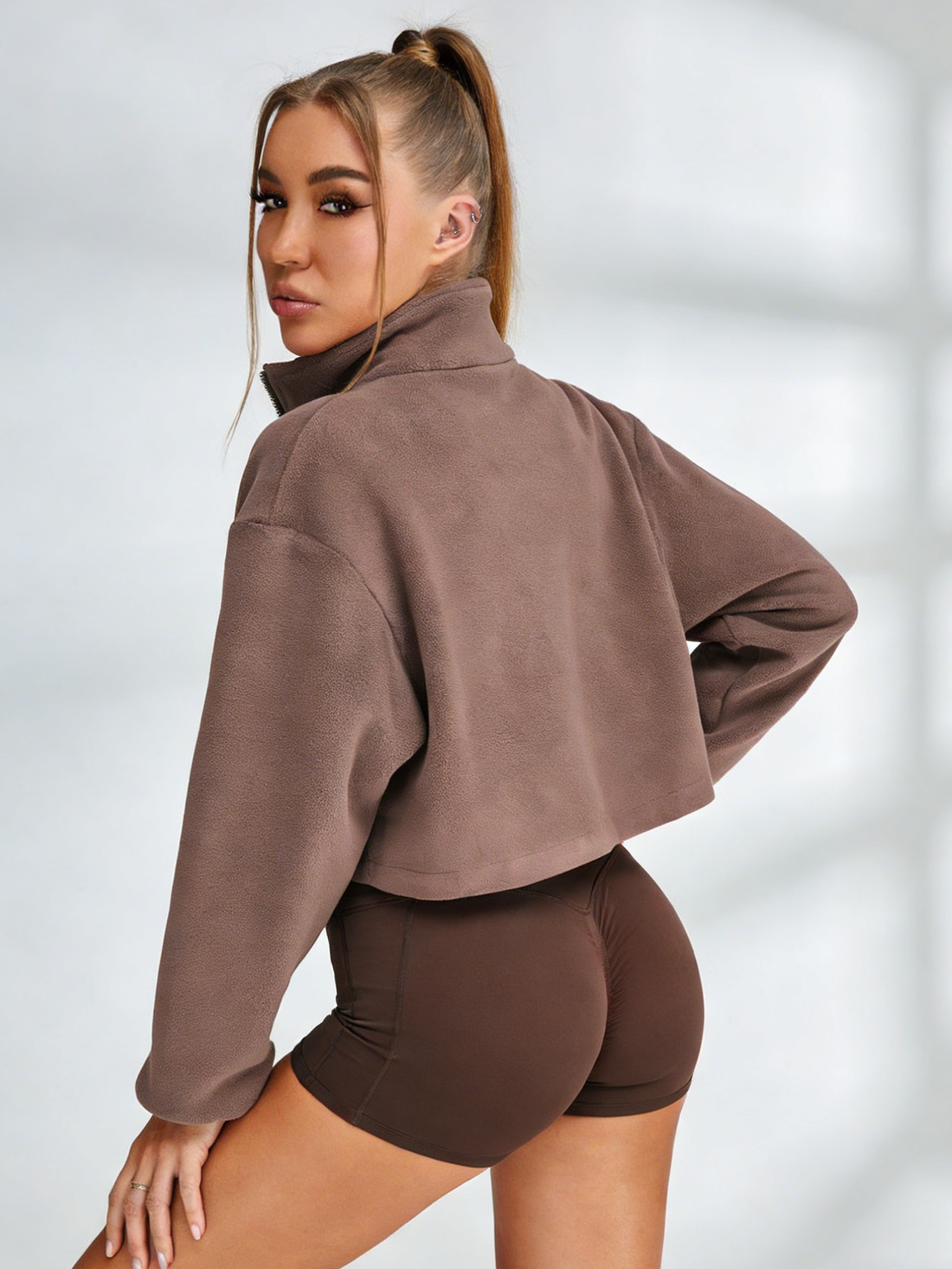 Fleece Pocket Cropped Jacket