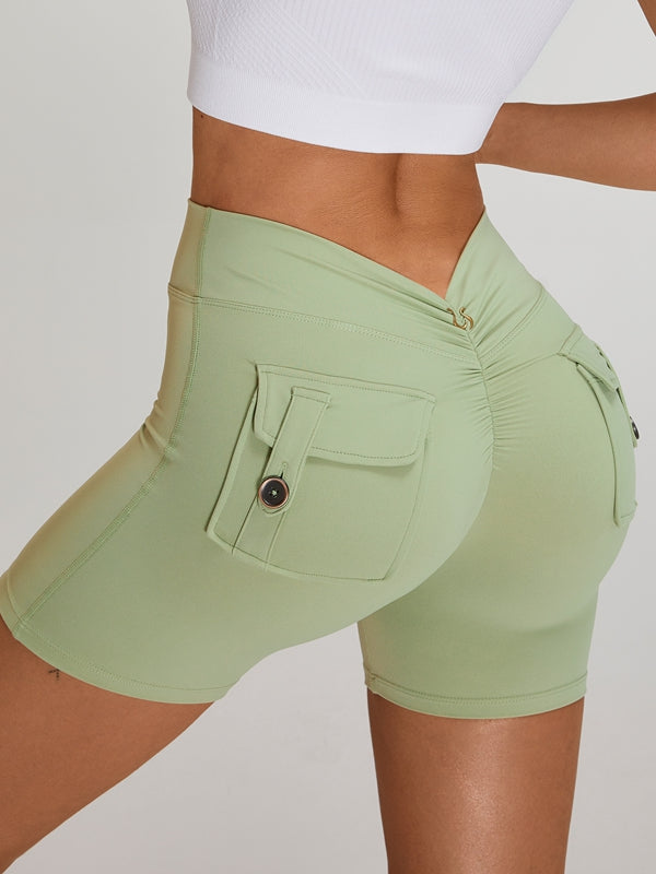 Deep V Back Pocket Scrunch Bum Zipper Short Tracksuit
