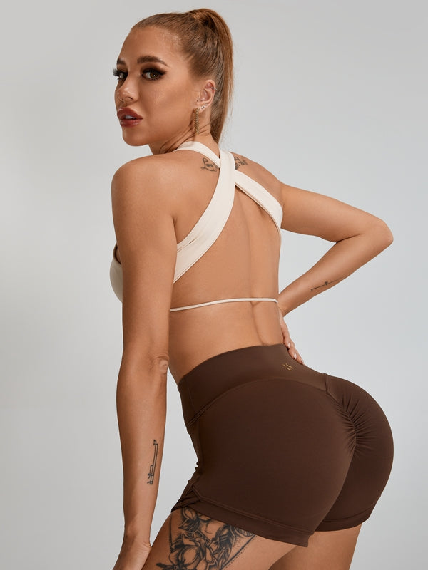 Big U Collar Cross Back Sports Bras
