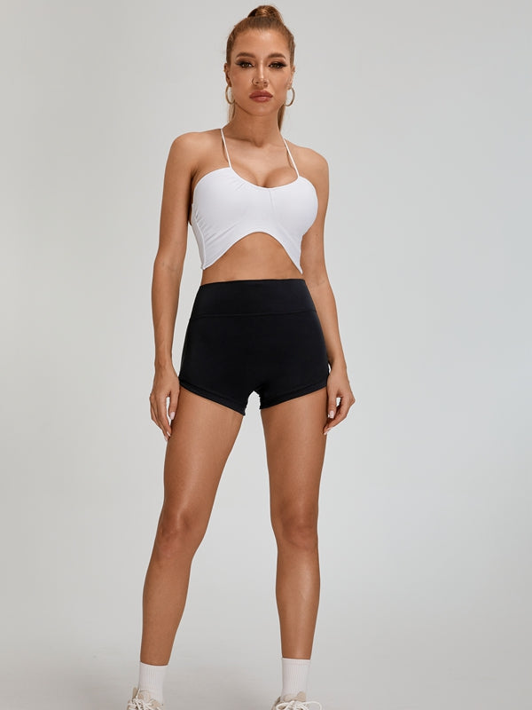 Halter Folds Pleated Backless Sports Bras