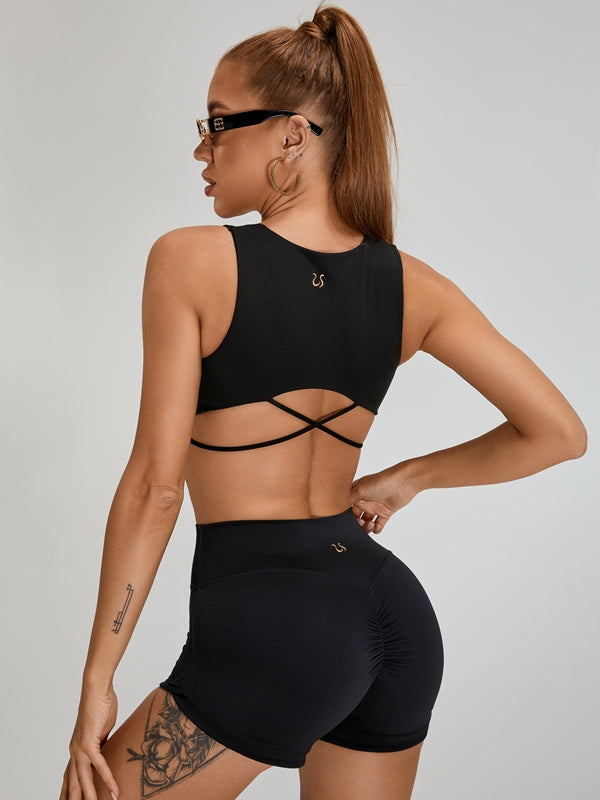 Cross Back Zipper Sports Tank