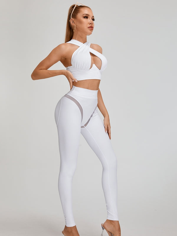 Super Sexy Unique Mesh Hip-lift Cross Tracksuit