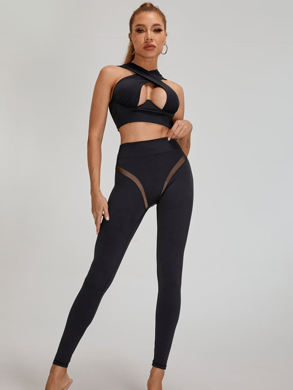 Super Sexy Unique Mesh Hip-lift Cross Tracksuit
