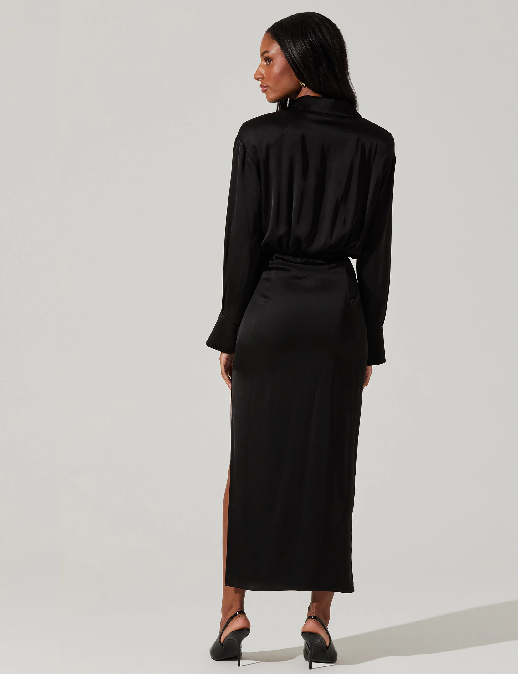 Elizabello Midi Shirt Dress, Black