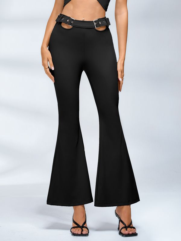 Button Cutout Cargo Style Flare Design Leggings