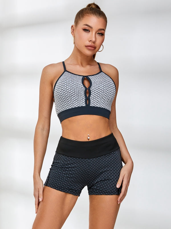 Cutout Tiktok Honeycomb Pocket Peach Hip Short Tracksuit