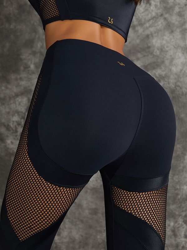 PU Net Thumbholes High-rise Hip-lift Sportswear
