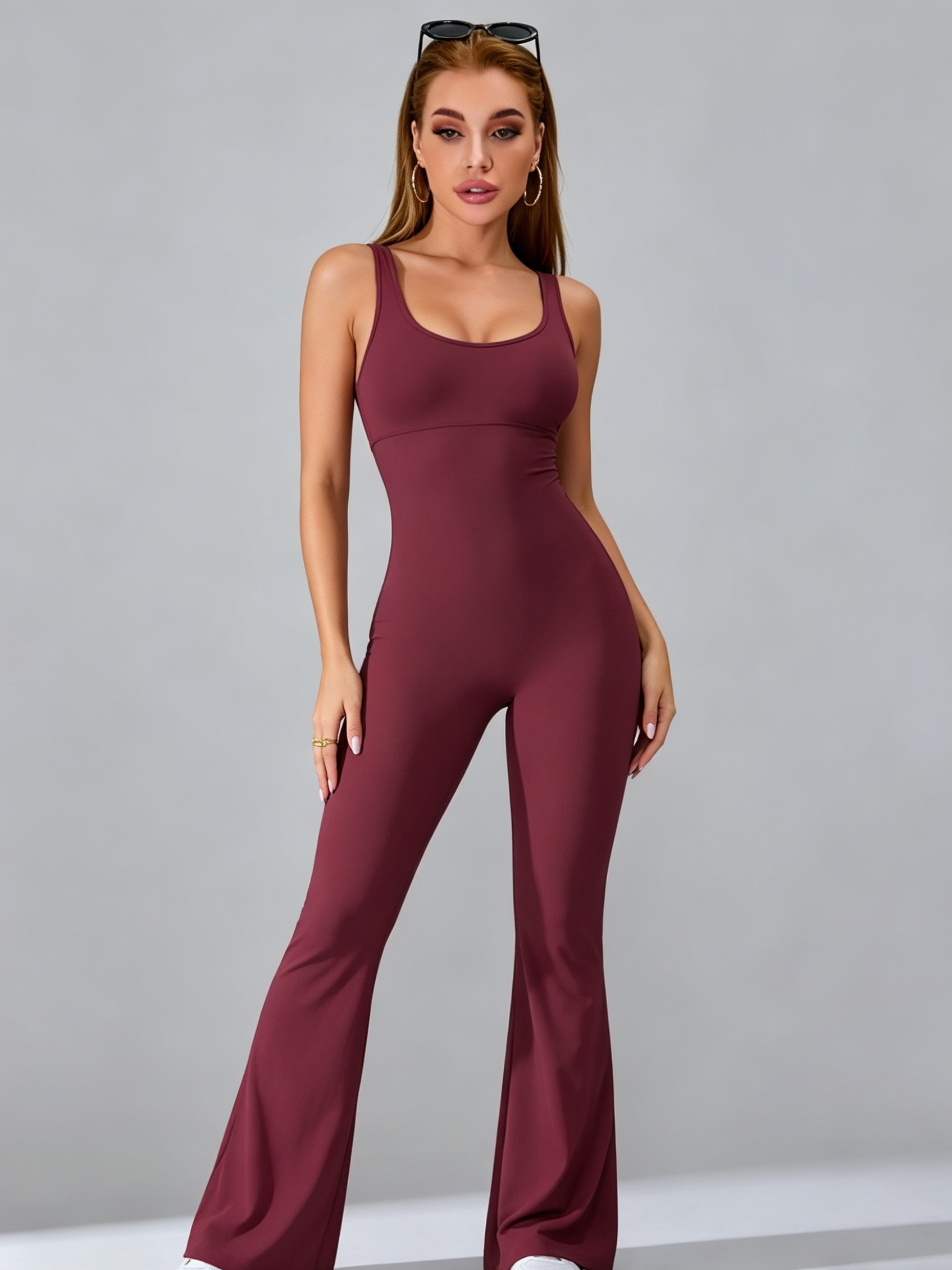 Backless Scrunch Bum Flare Jumpsuit