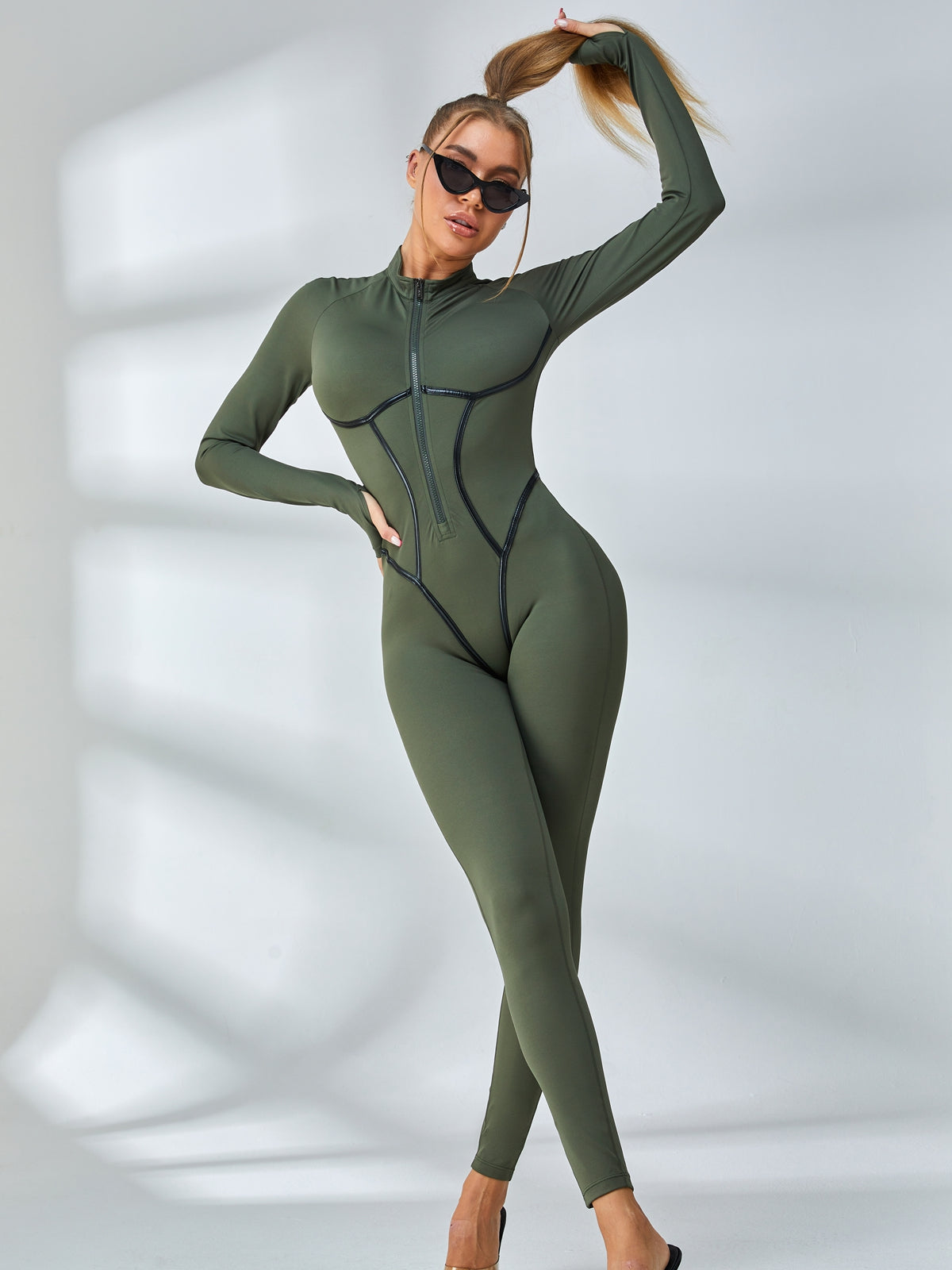 Corset Zipper Peach Booty Jumpsuit
