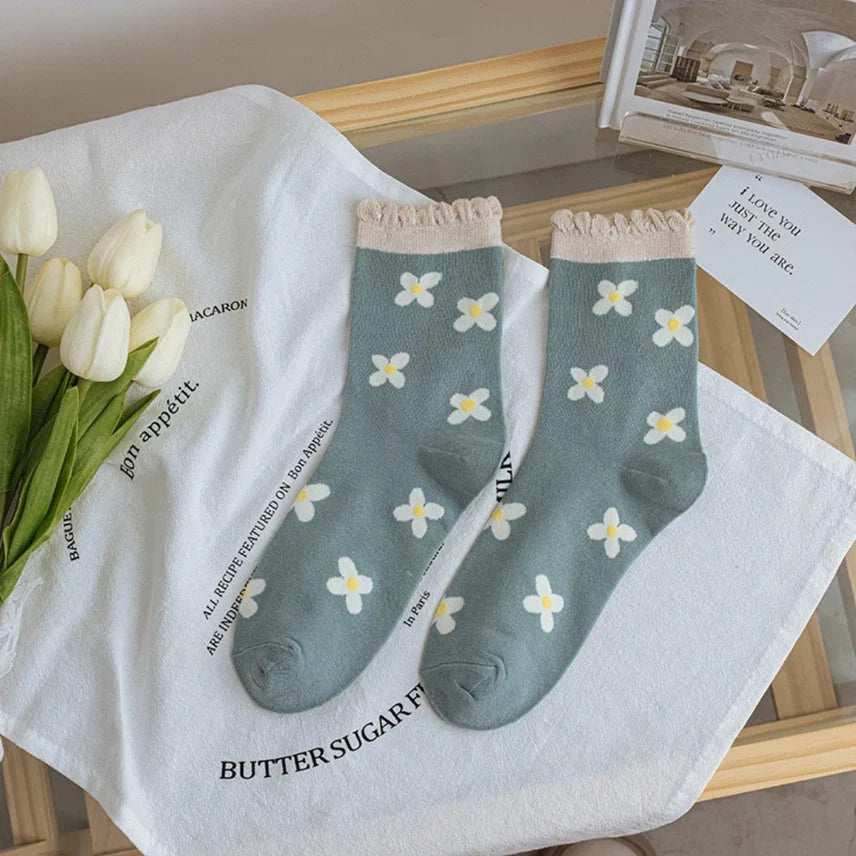 Danielle Green Floral Socks