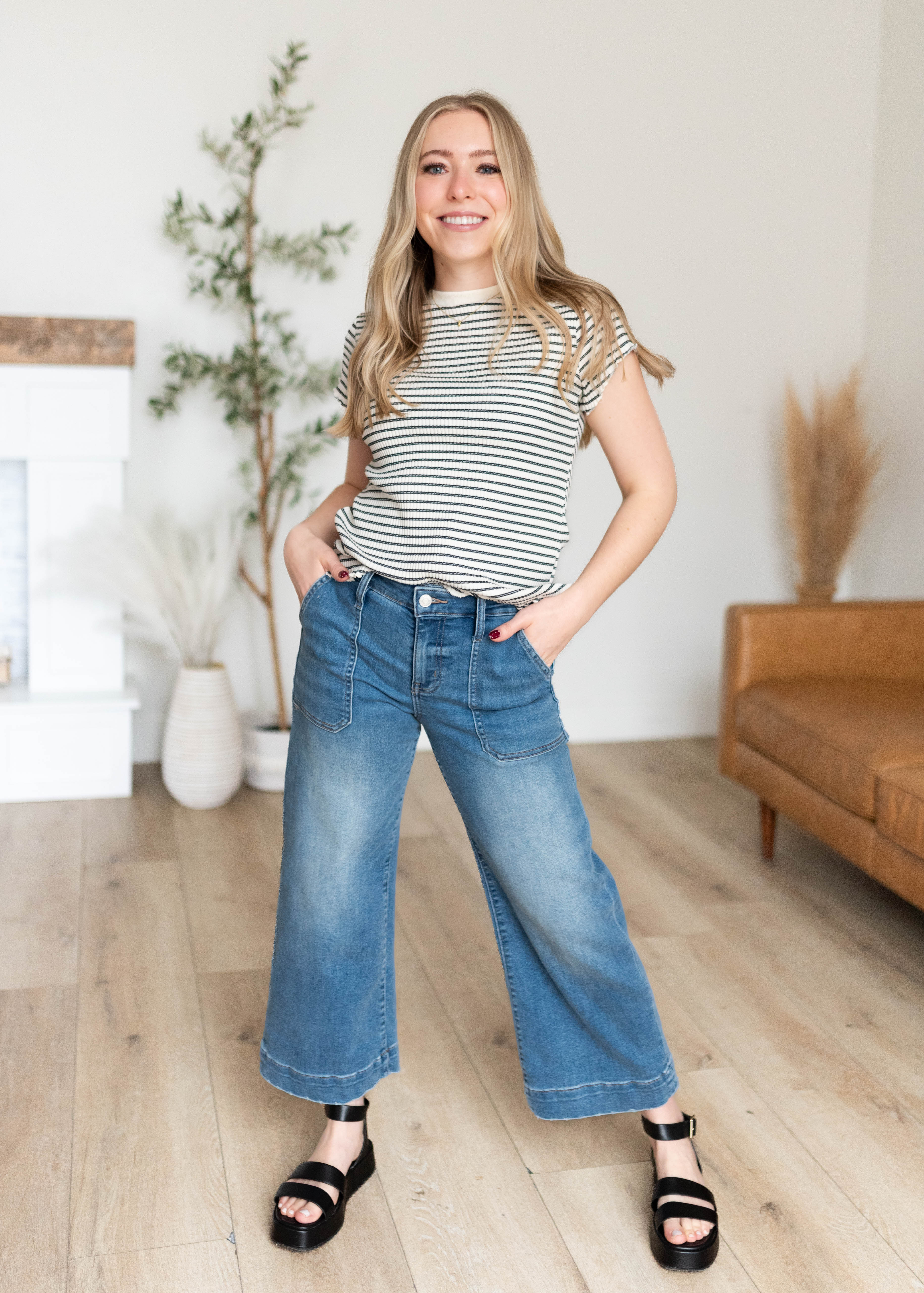 Addilyn Black Striped Top