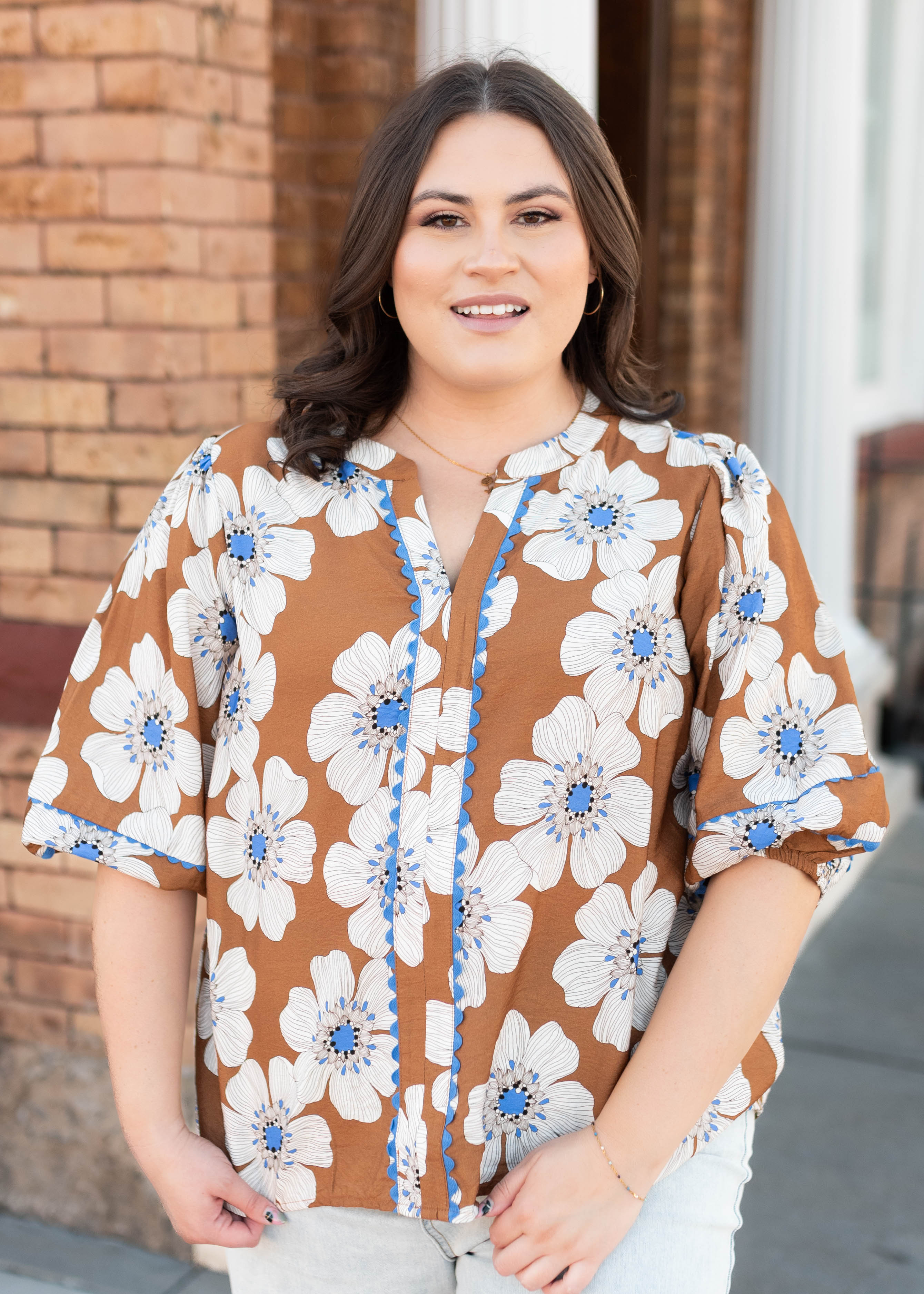 Agnes Cinnamon Floral Top