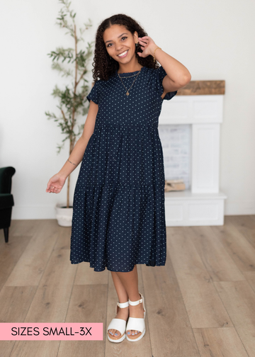Alexa Navy Polka Dot Dress