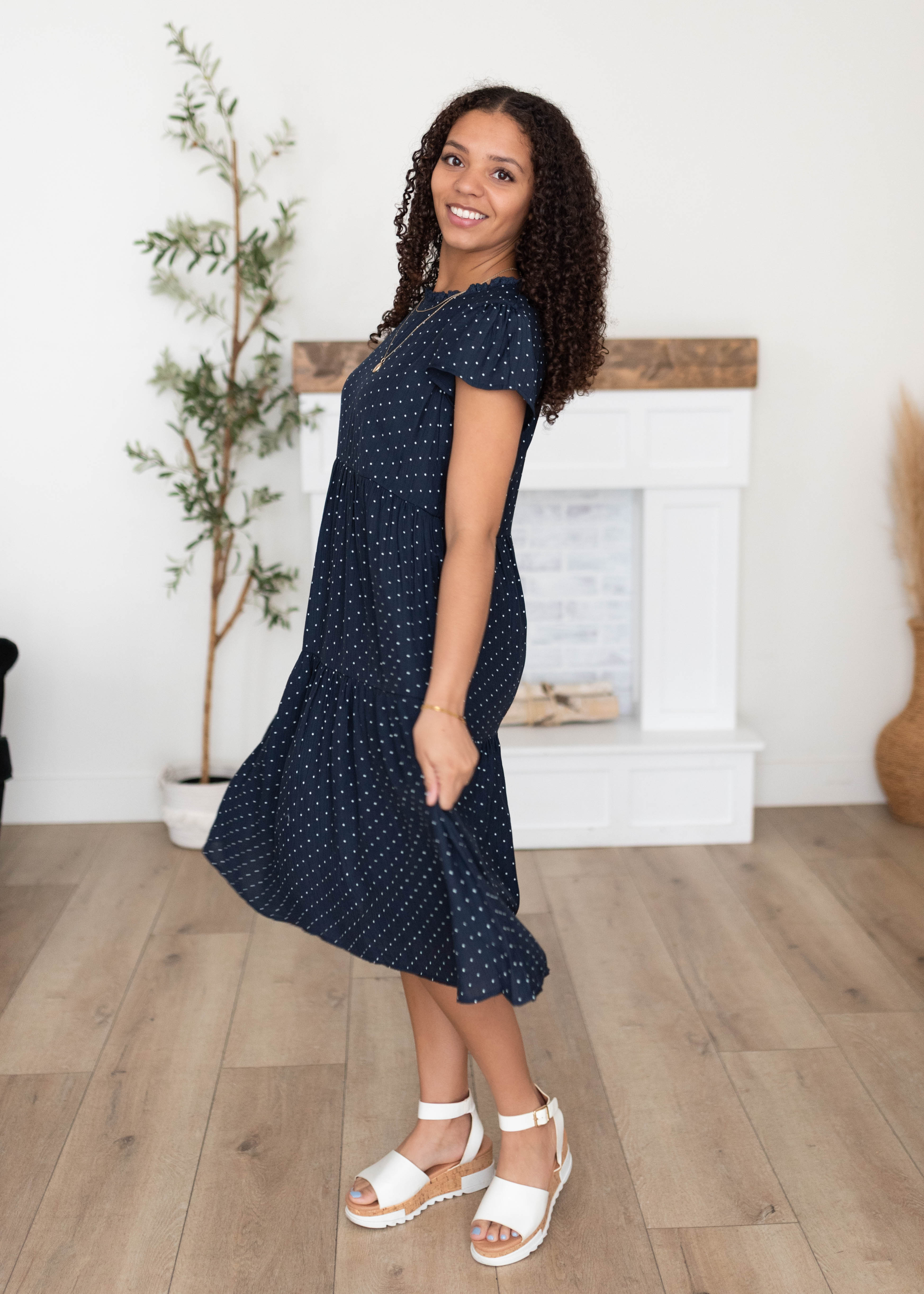 Alexa Navy Polka Dot Dress