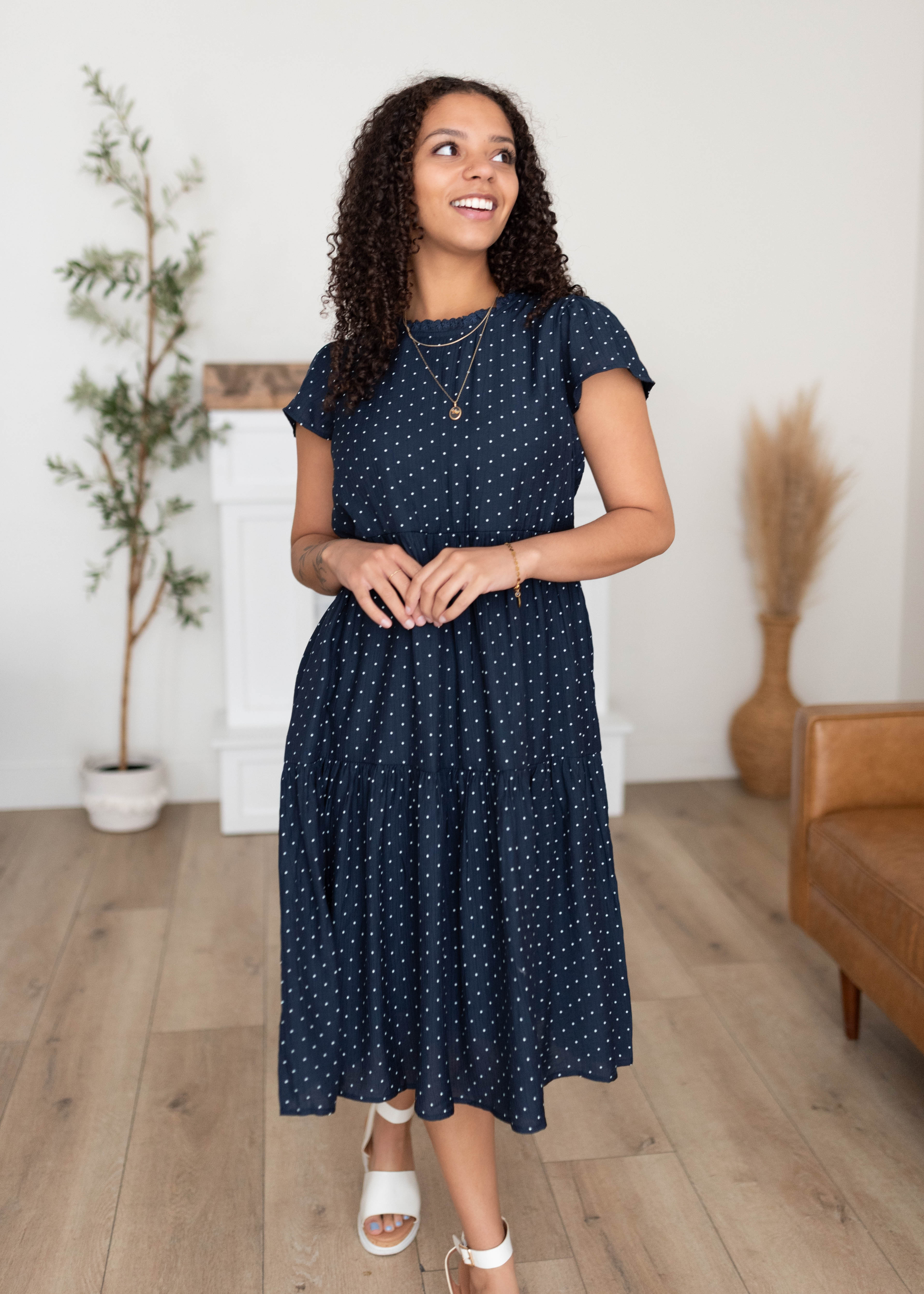 Alexa Navy Polka Dot Dress
