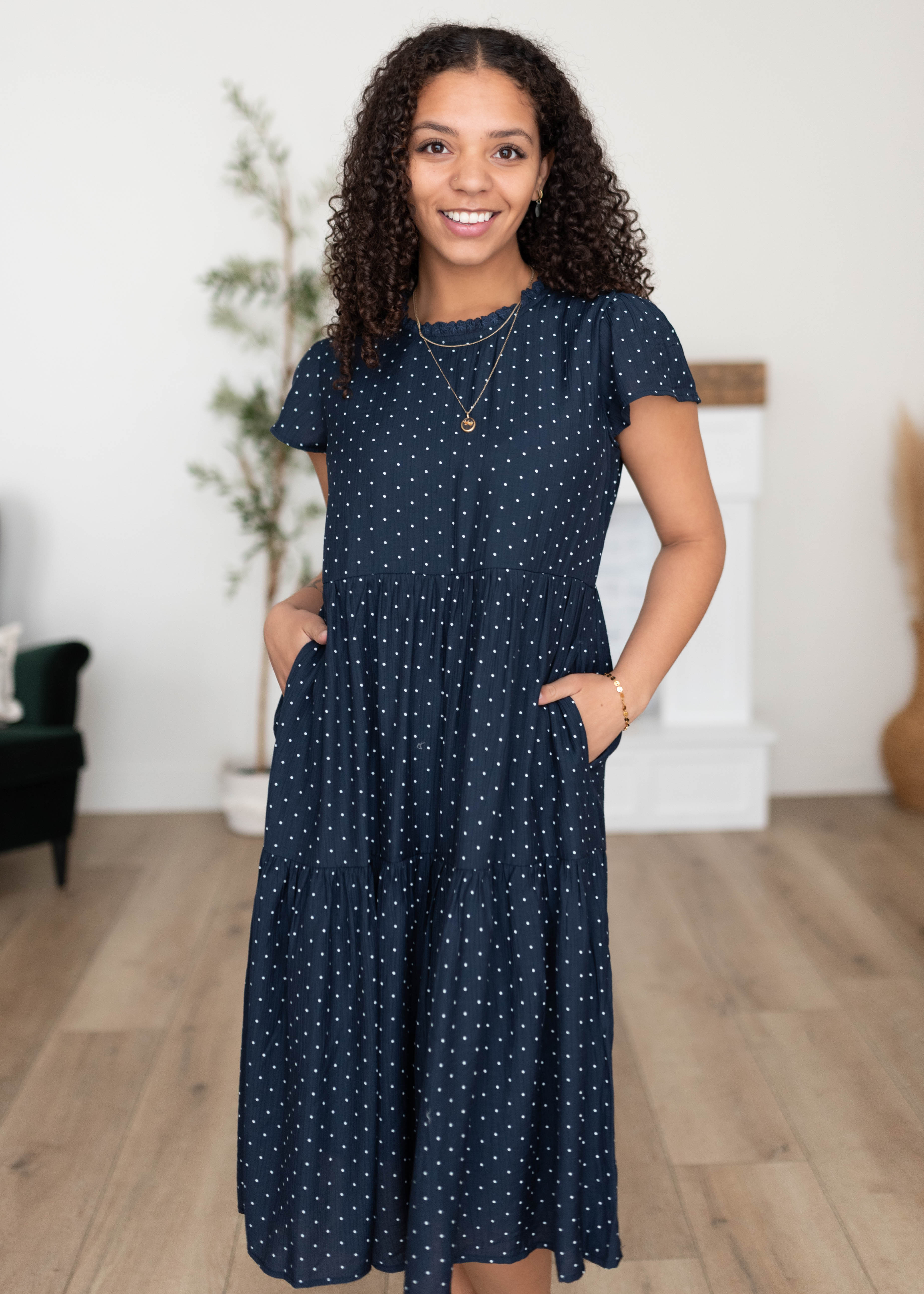 Alexa Navy Polka Dot Dress