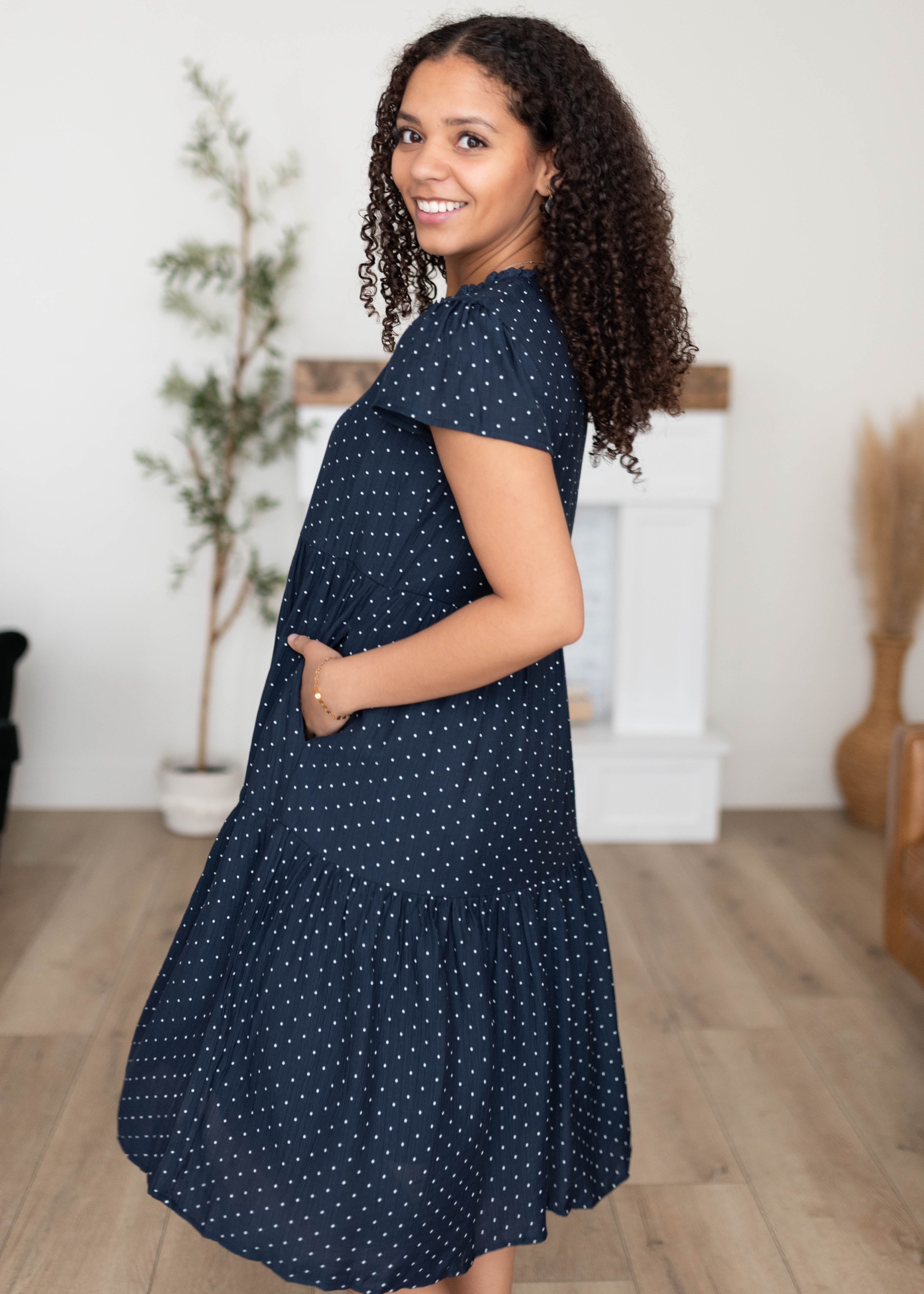Alexa Navy Polka Dot Dress