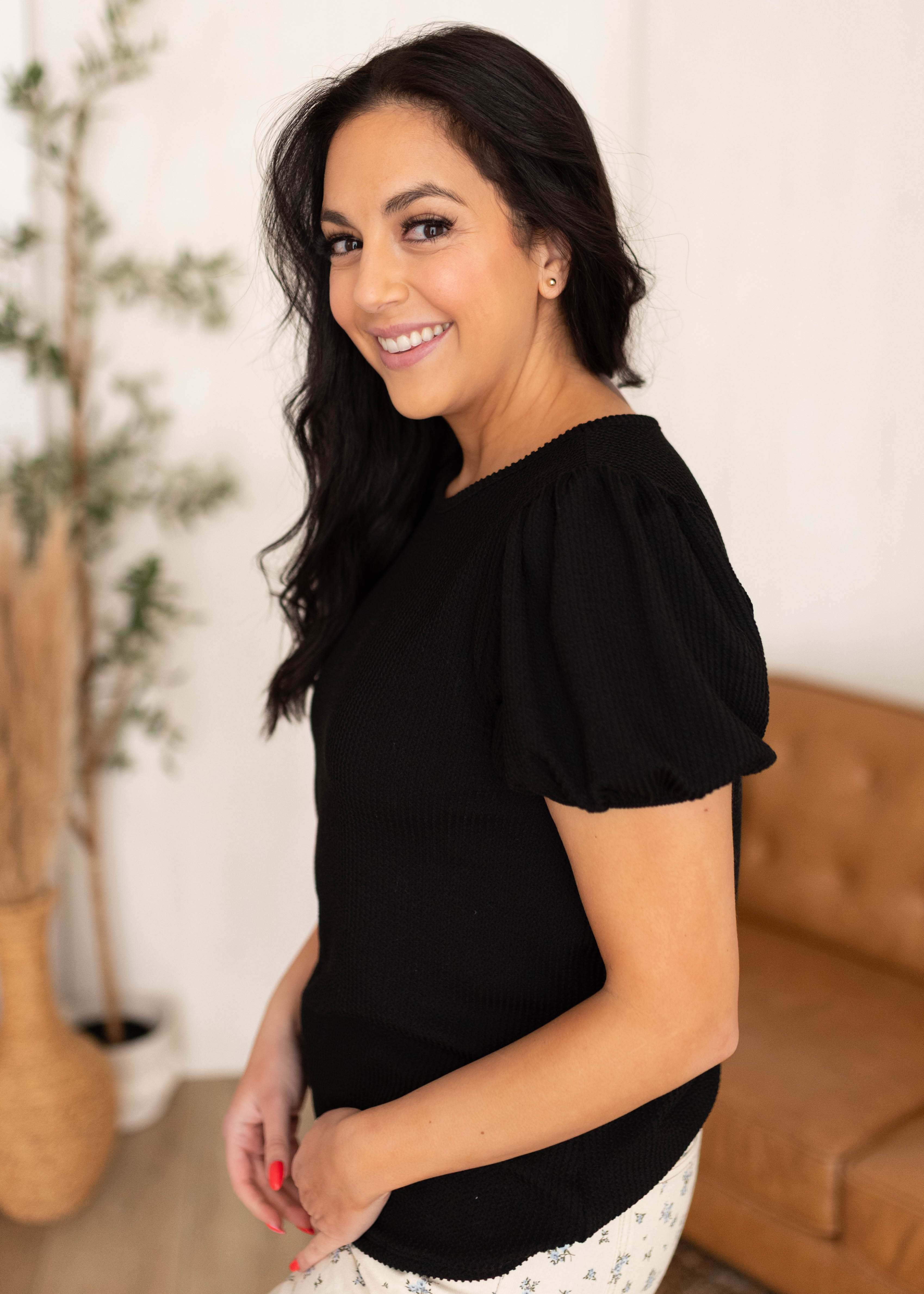 Alicia Black Ribbed Top