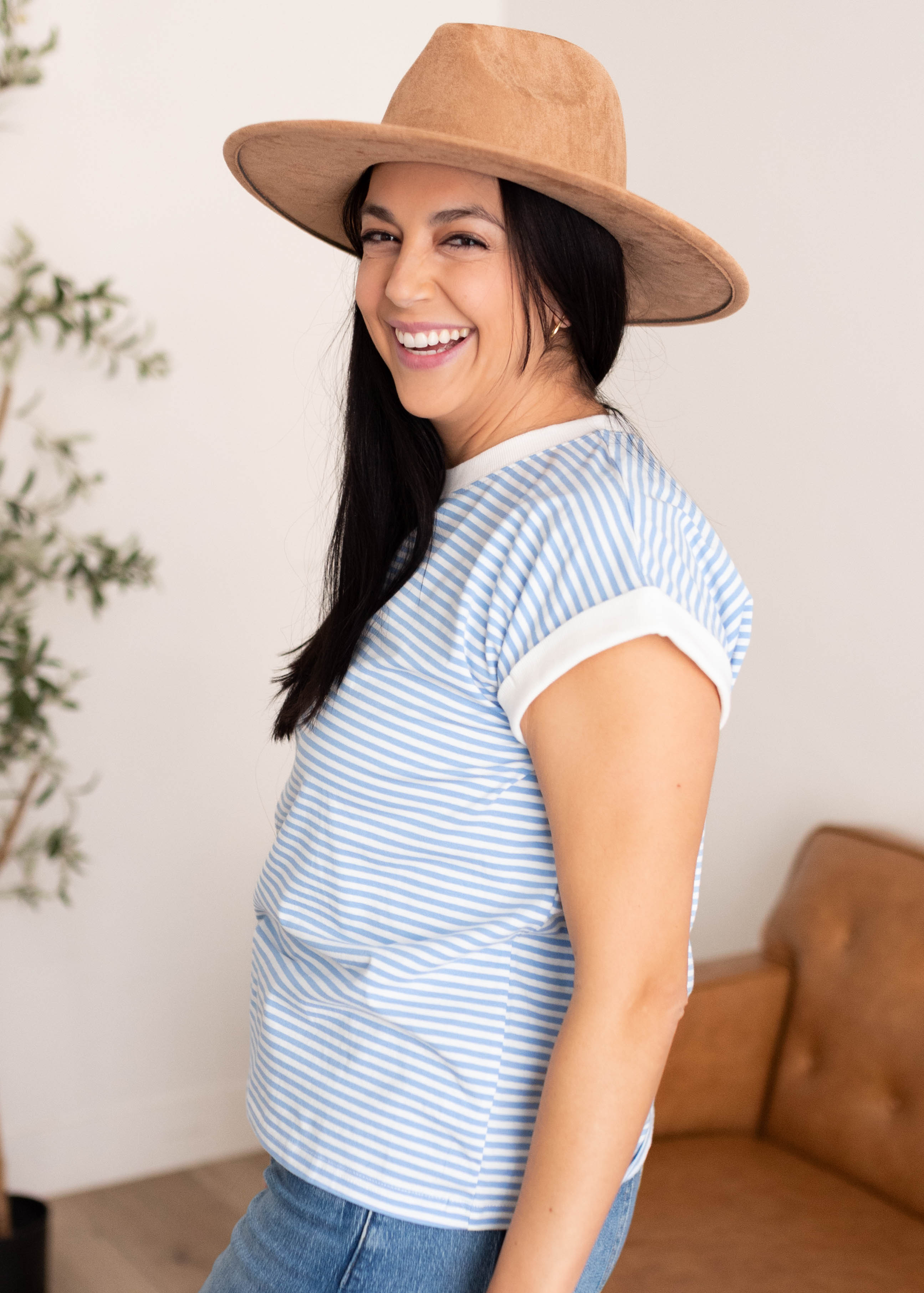 Angela Bright Blue Striped Top