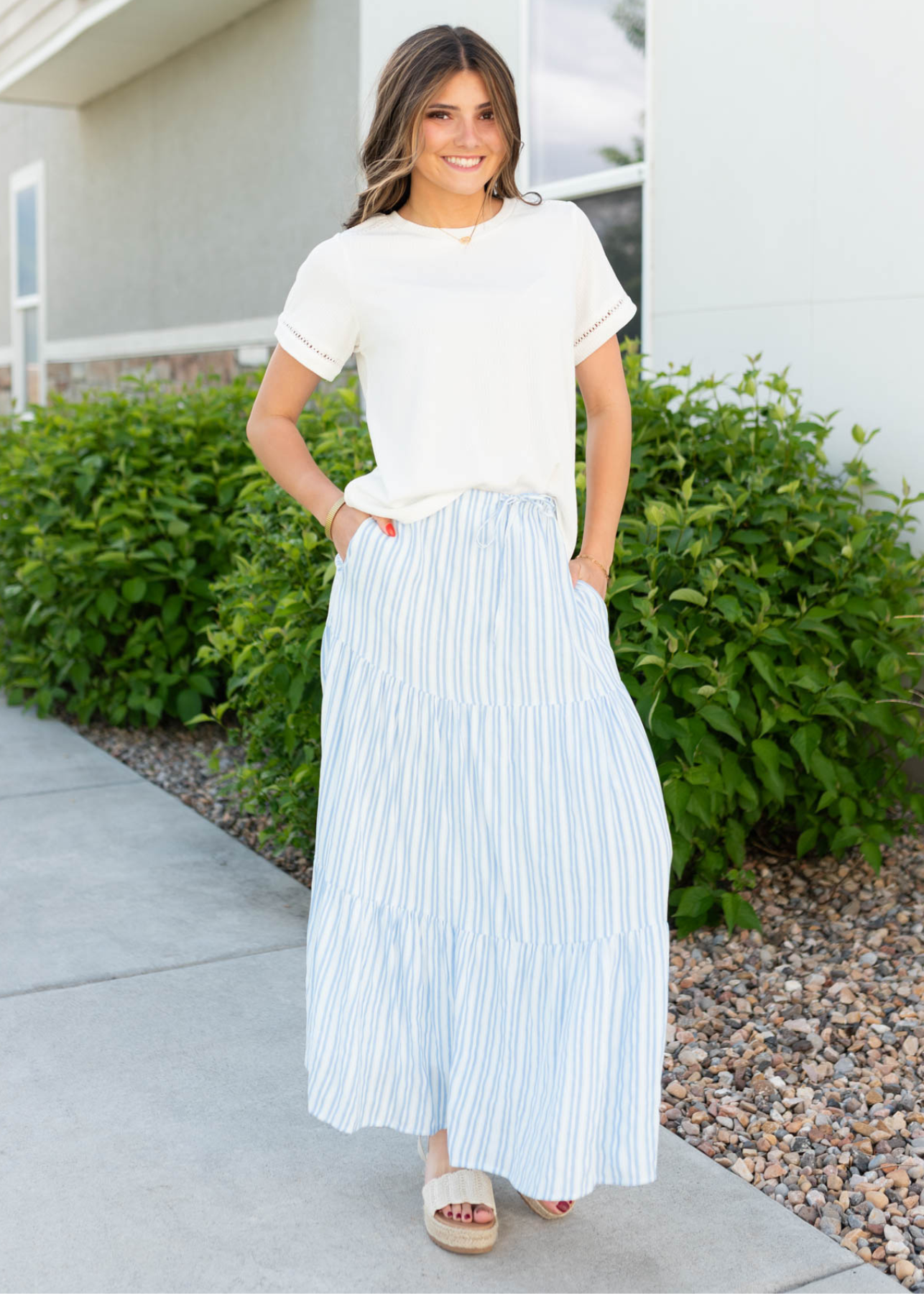 Anita Blue Pinstripe Skirt