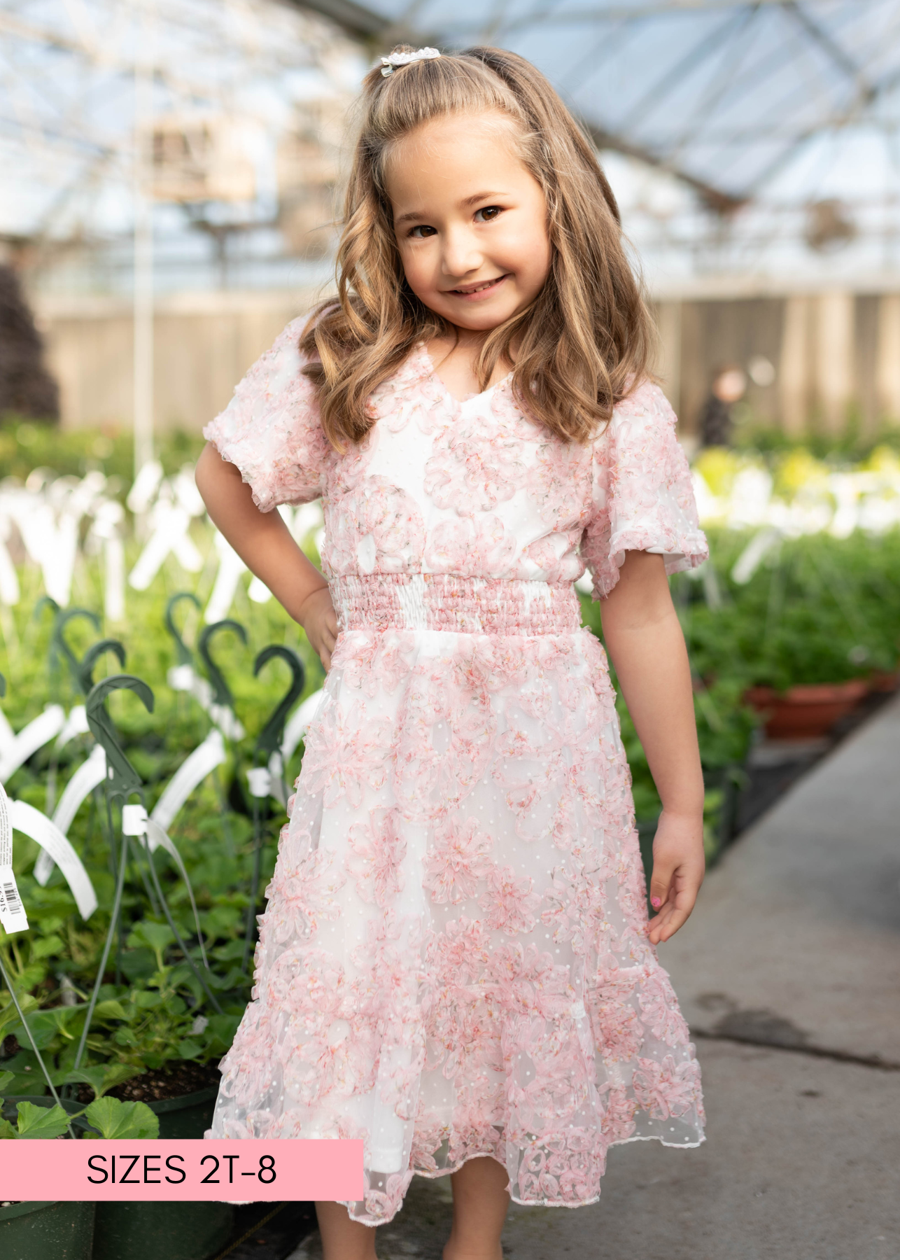Aubree Pink Floral Little Girls Dress
