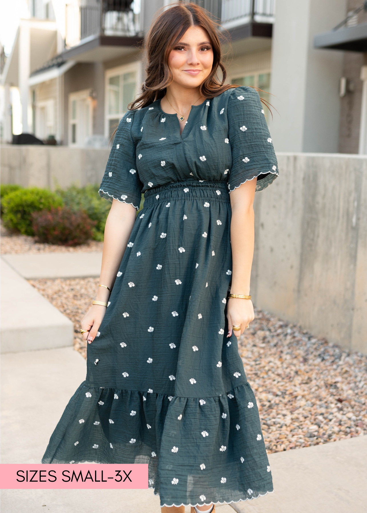 Ava Dark Teal Floral Dress