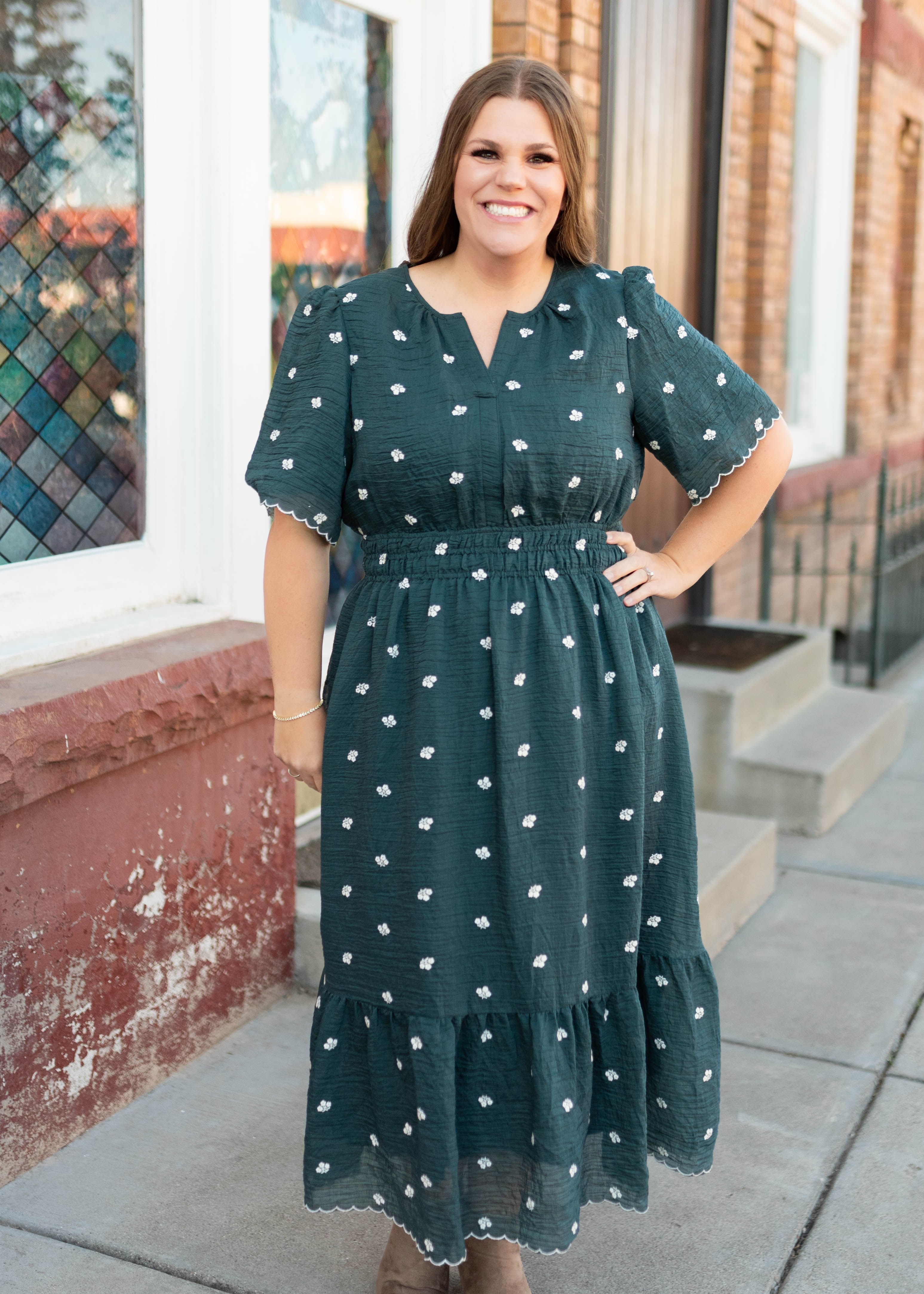 Ava Dark Teal Floral Dress