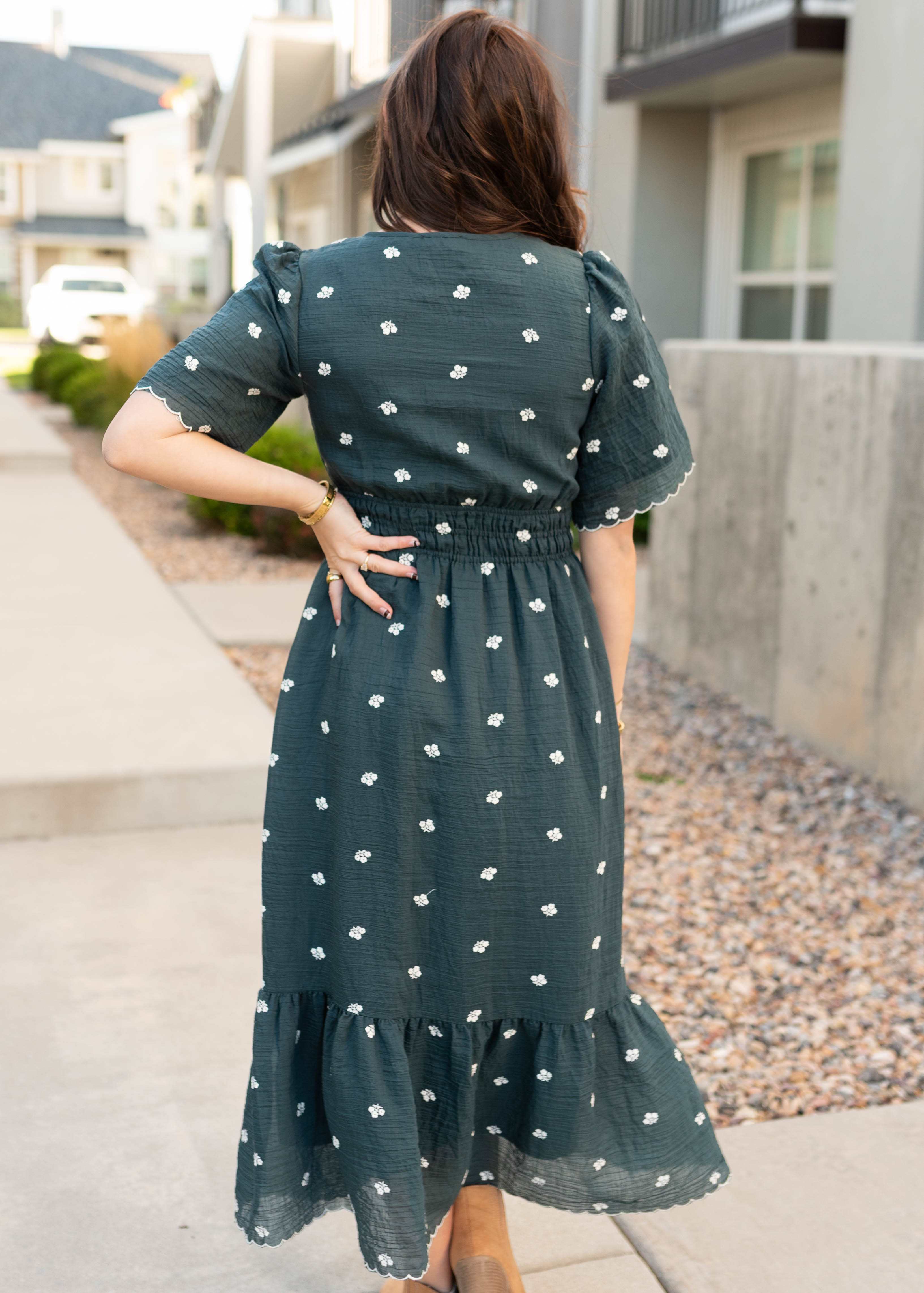 Ava Dark Teal Floral Dress