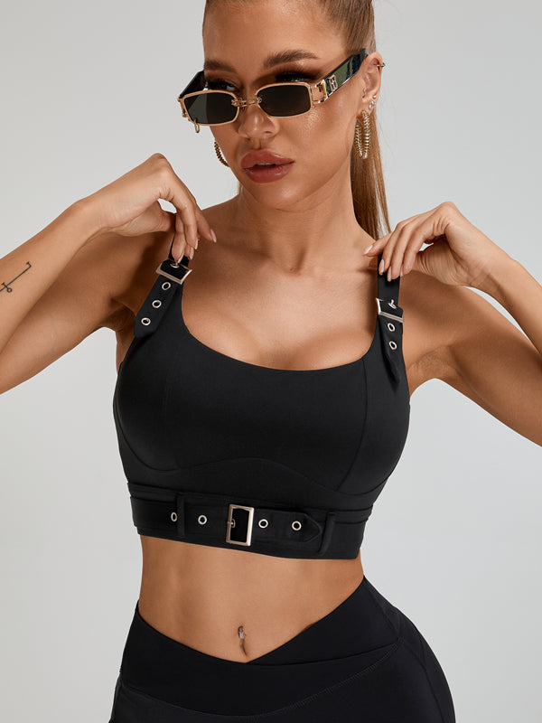 Button Backless V-shape Waist Cargo Style Short Tracksuit