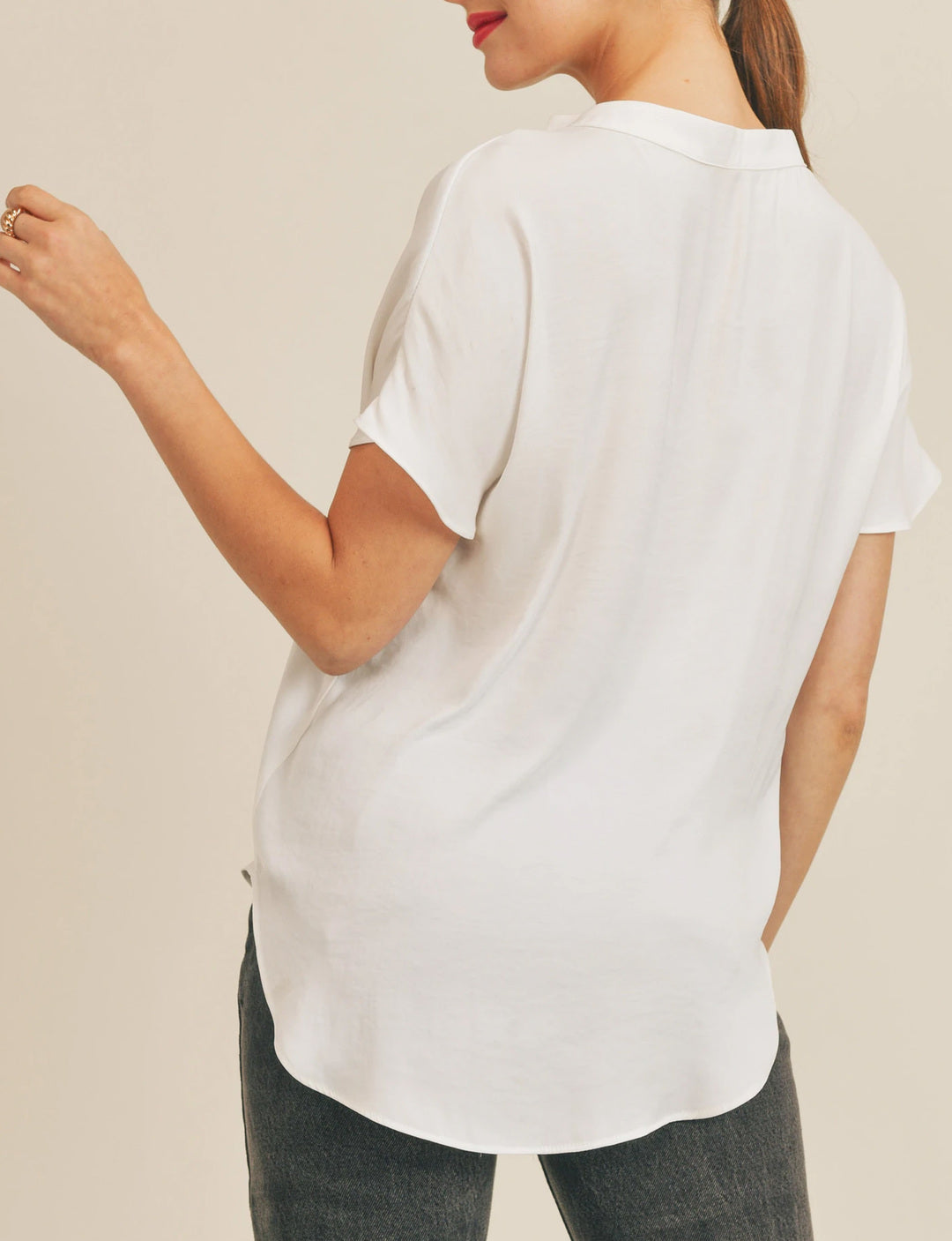 Esme V Neck Blouse, White