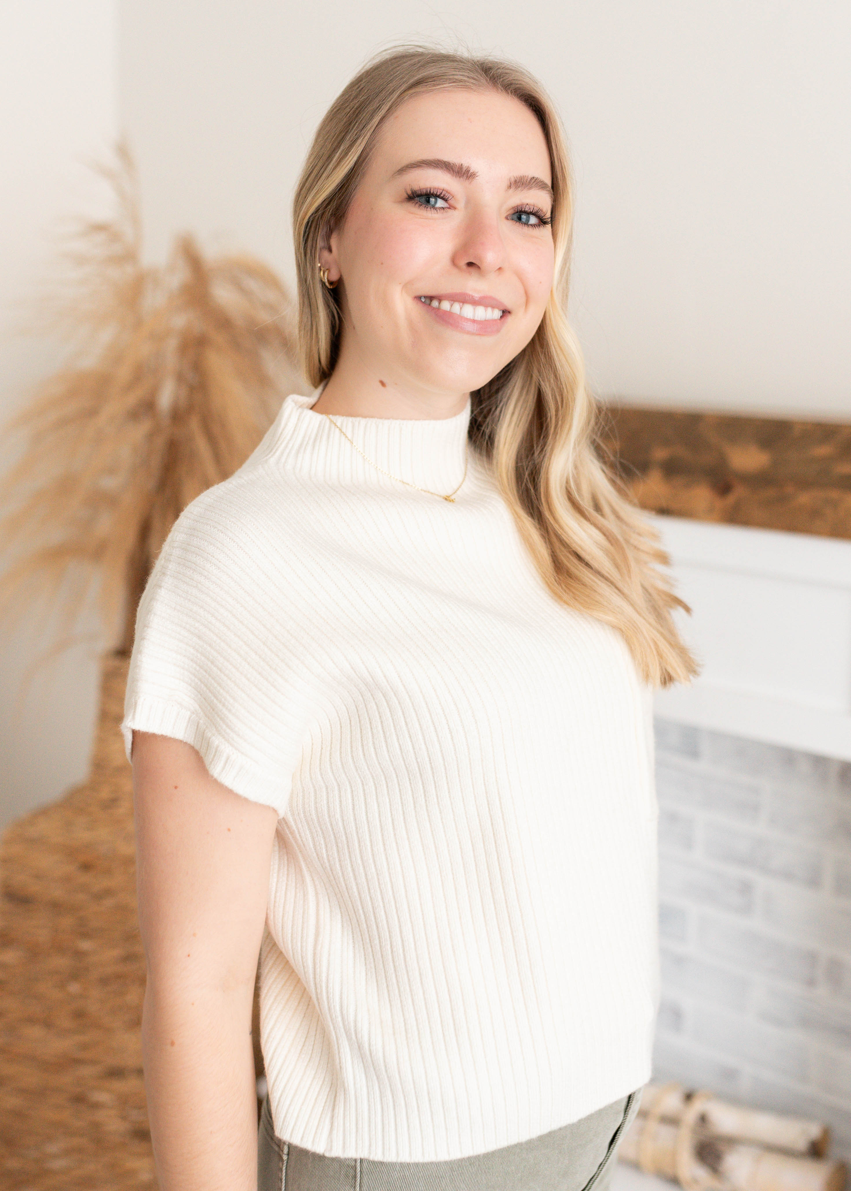 Bella Cream Mock Neck Top