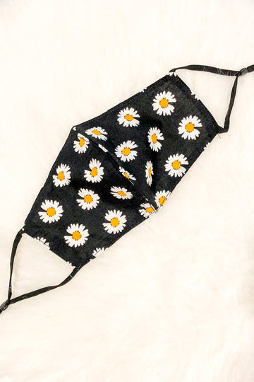 Black Daisy Face Mask