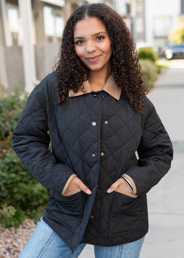 Kaelynn Black Quilted Puffer Jacket