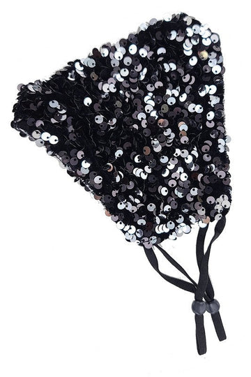 Black Large Sequin Face Mask