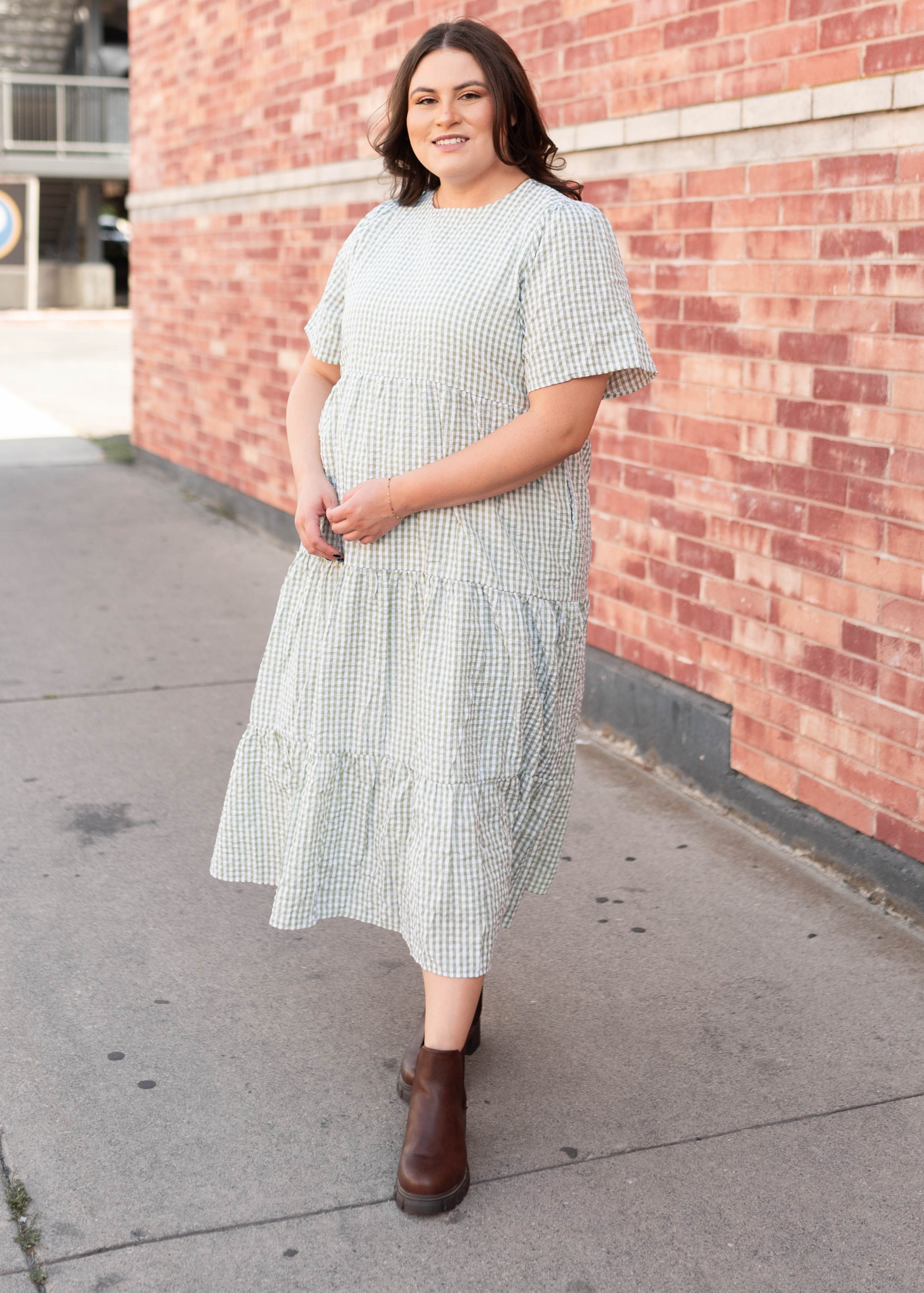 Blair Sage Gingham Dress