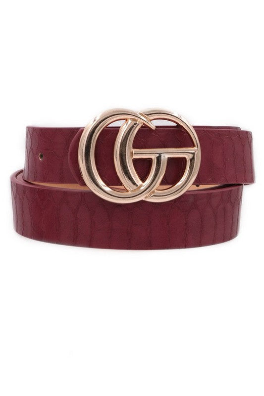 Croc Burgundy Faux Leather G Belt