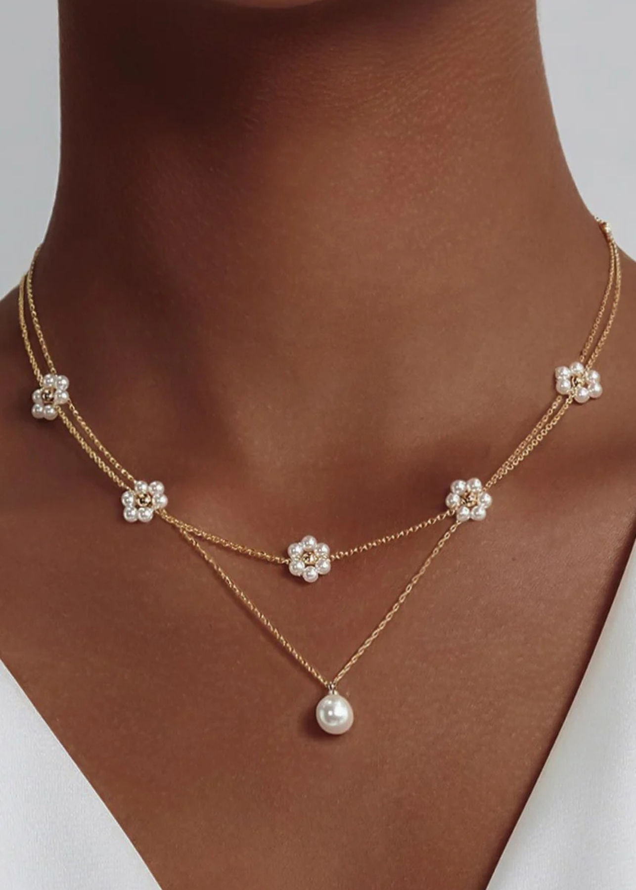 Celeste 18K Pearl Flower Necklace