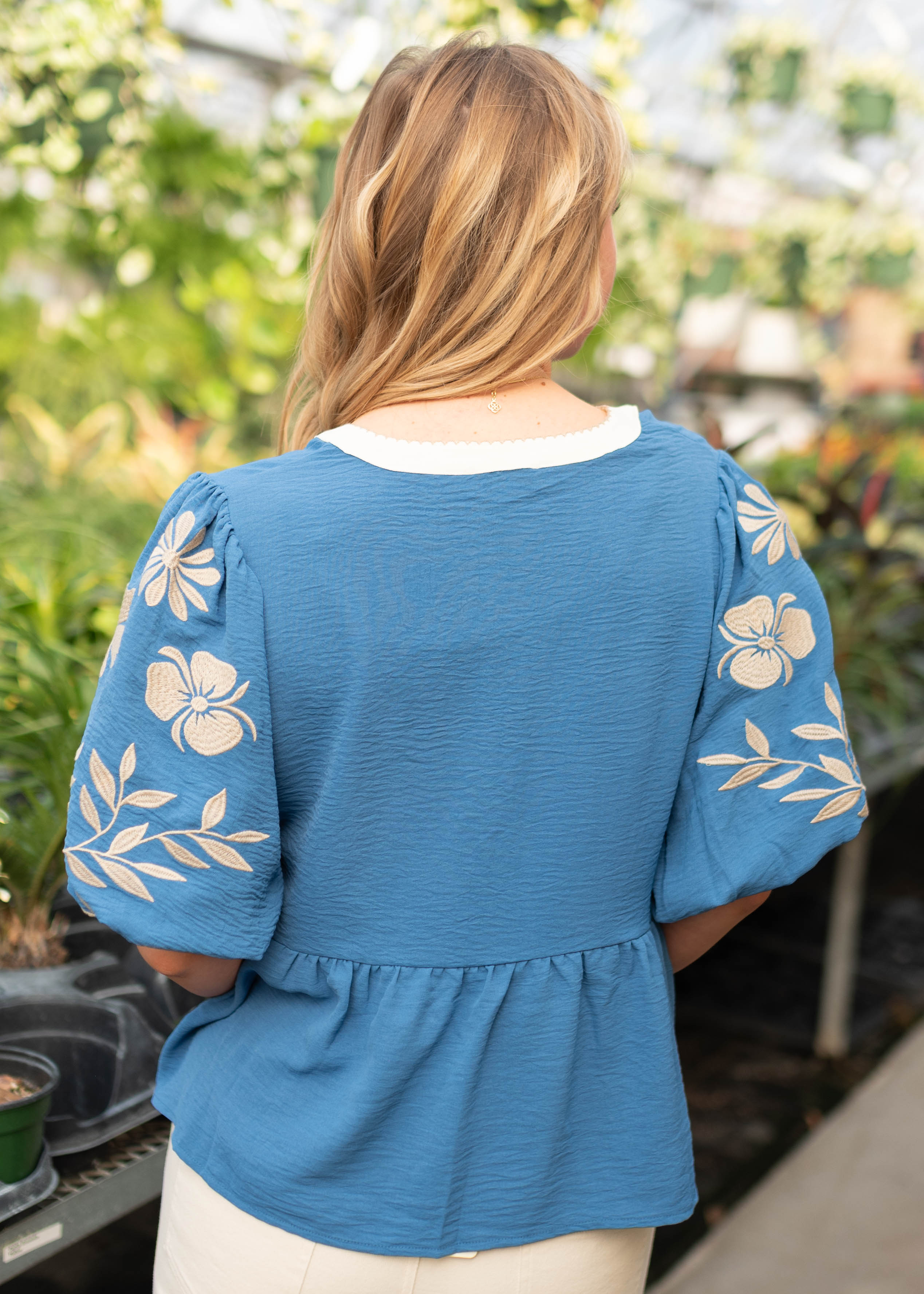 Charli Blue Embroidered Blouse