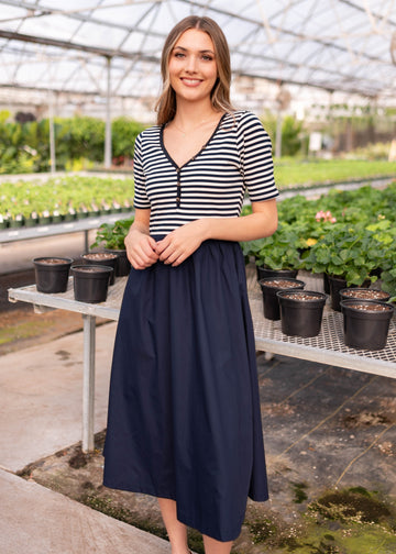 Colette Navy Striped Dress