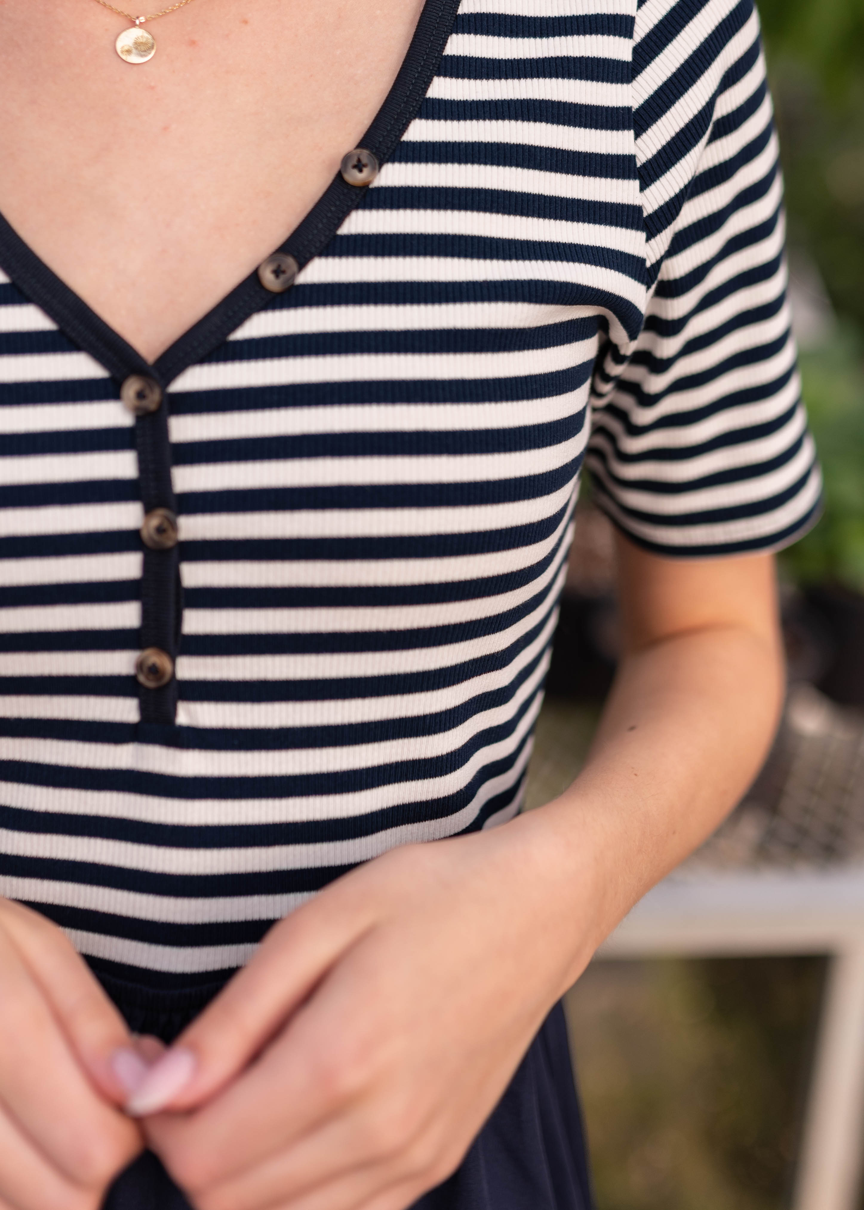 Colette Navy Striped Dress