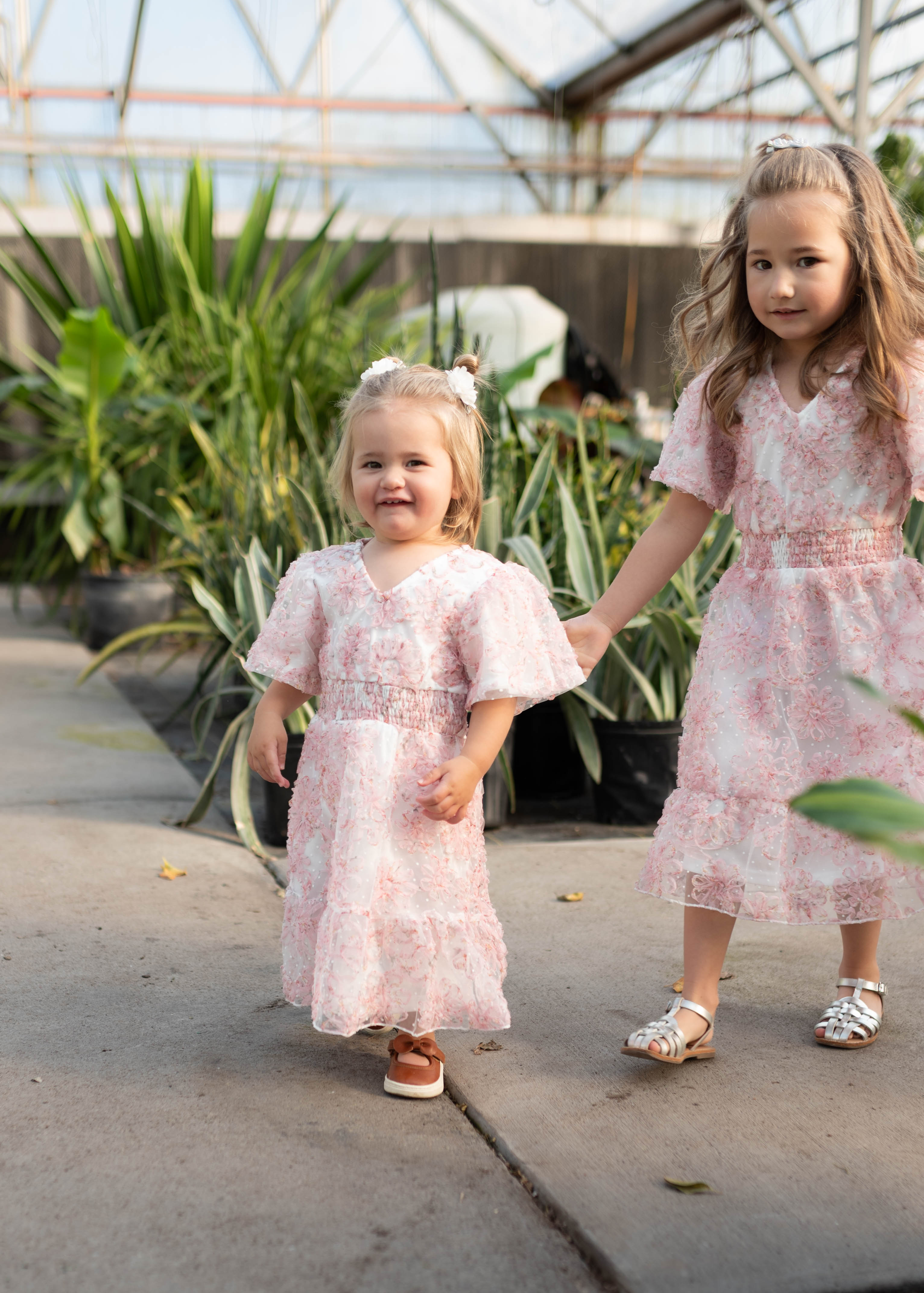Aubree Pink Floral Little Girls Dress