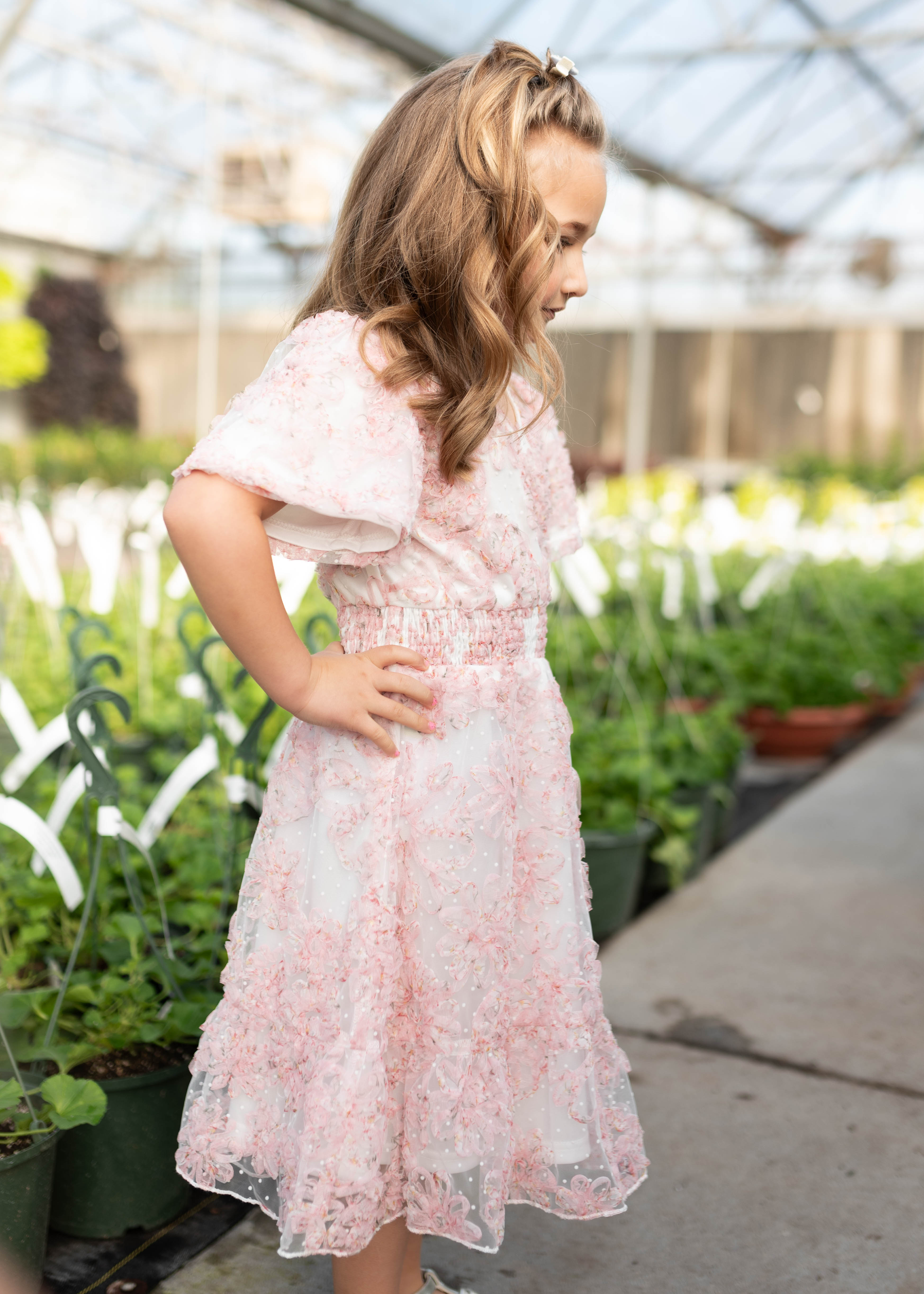 Aubree Pink Floral Little Girls Dress