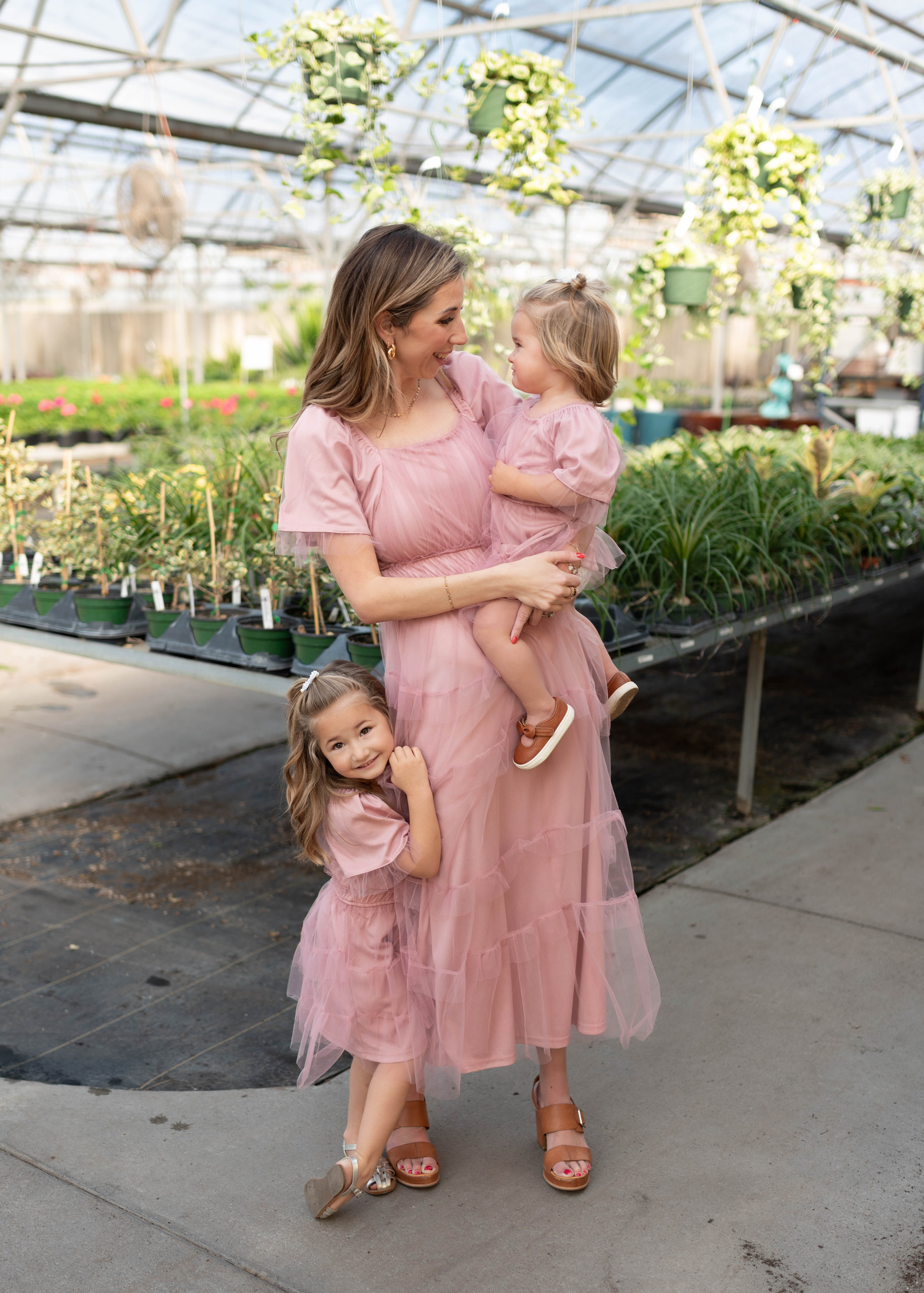 Kamryn Pink Mesh Tiered Little Girl Dress